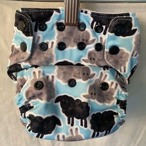 Adjustable All-In-One Thirsties Reusable Baby Cloth Diaper - Blue Sheep Print